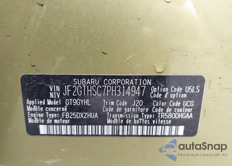 2023 Subaru Crosstrek Sport from USA, damaged, VIN JF2GTHSC7PH314947